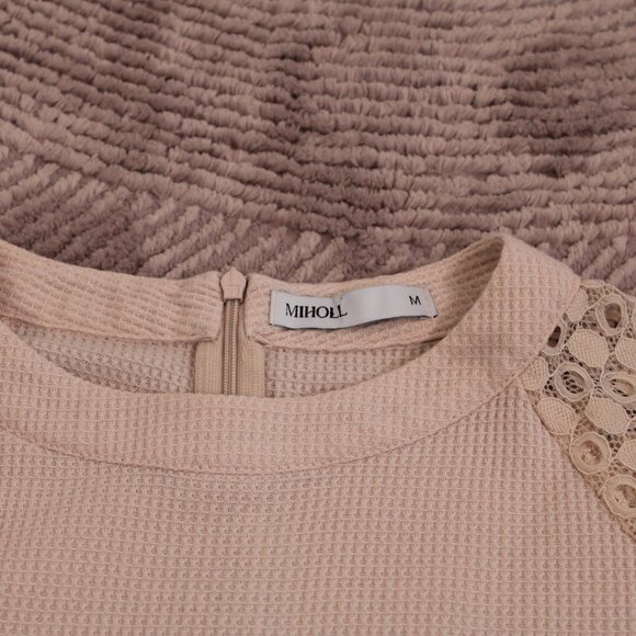 MIHOLL Women’s Long Sleeve Lace Casual Loose Blouses T Shirts Medium - Picture 11 of 13